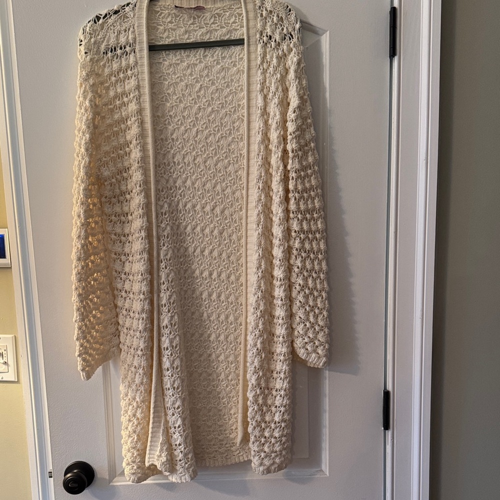 Calypso St. Barth Cream Open-Knit Cardigan